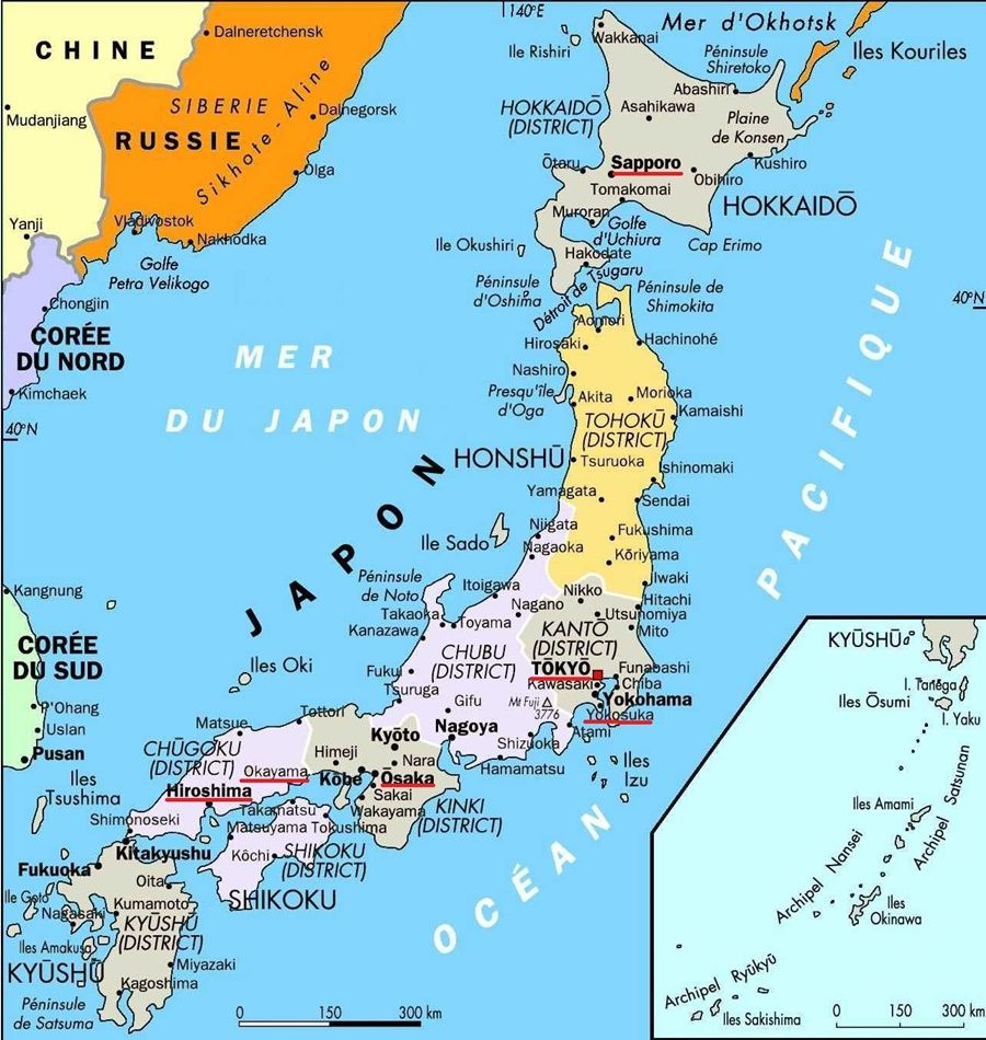 Map of Japan showing the main cities recognizing same-sex partnerships.
