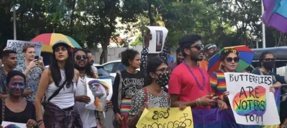 Lesbian and bisexual women demonstrating in the streets.