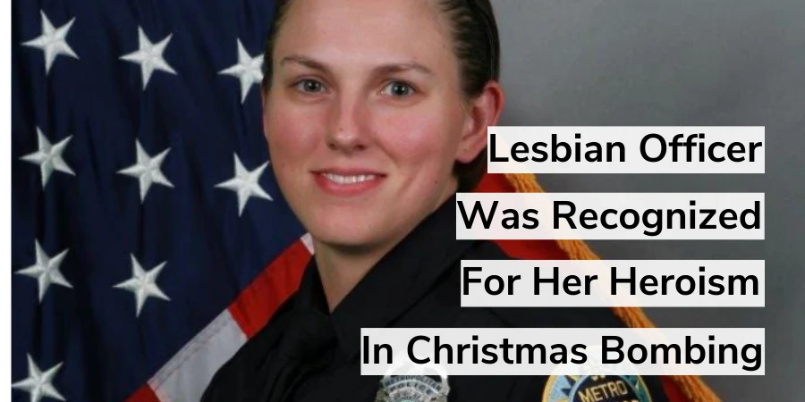 Lesbian officer Amanda Topping was a hero¨during Christmas bombing.