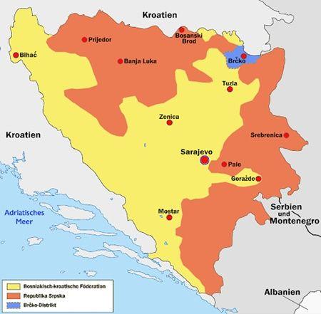 map bosnia and herzegovinia 3 reagions