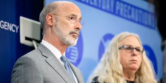 Pennsylavania governor Tom Wolf and assistant health secretary Rachel Levine.