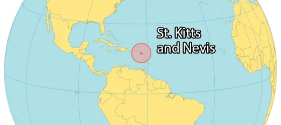 St. Kitts and Nevis on the world map.