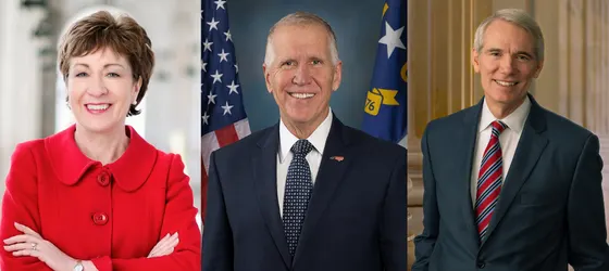 Senator Susan Collins, Senator Thom Tillis, and Senator Rob Portman.