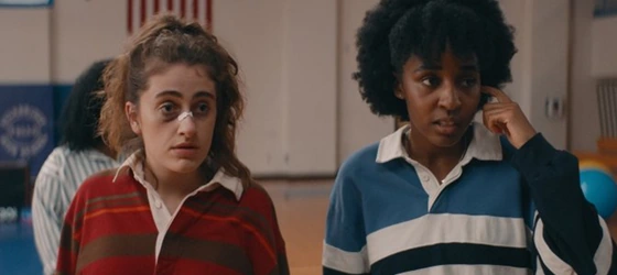 Rachel Sennott and Ayo Edebiri playing teen girls in in high school sex comedy Bottoms.