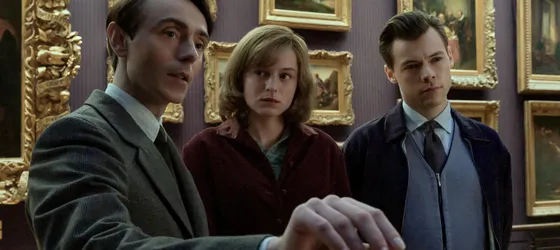 David Dawson as Patrick, Emma Corrin as Marion, and Harry Styles as Tom in My Policeman.
