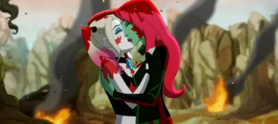 Harley Quinn and Poison Ivy kissing in season 3.